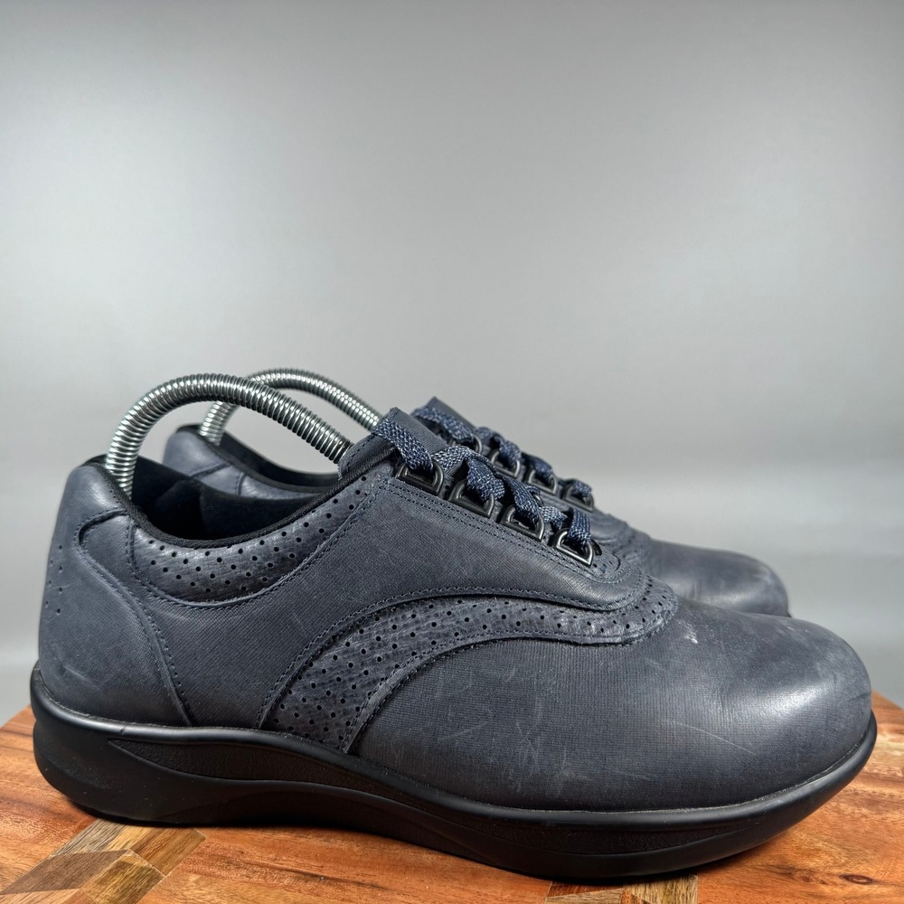 SAS Walk Easy Navy Blue Leather Comfort Walking Shoes Womens 8 W Made in USA